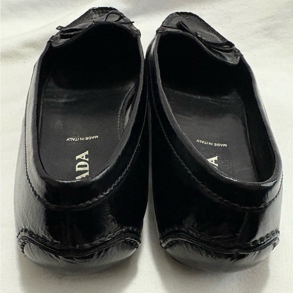 Prada Black Patent Leather Loafers Flats Size 7.5 - Picture 5 of 9